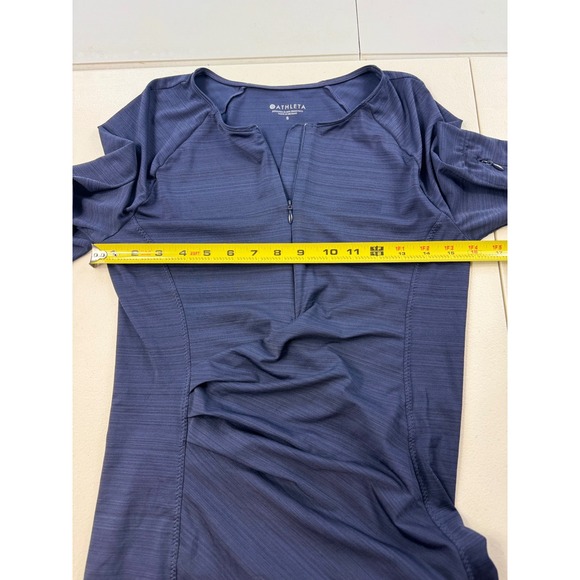 Athleta Momentum Long Sleeve Top Half Zip Ruched Running Navy Blue S - Picture 5 of 8